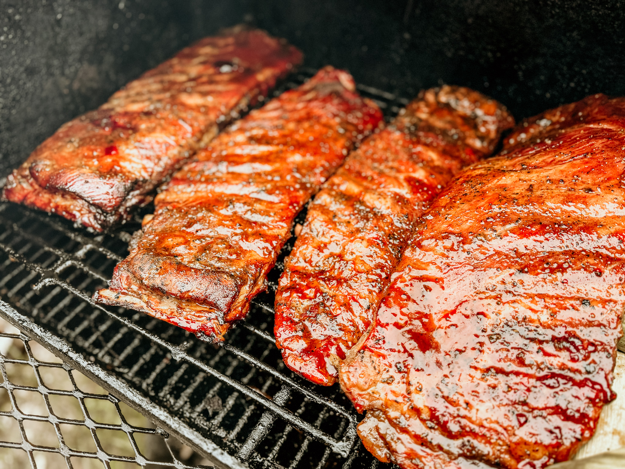 St. Louis style ribs with BBQ sauce